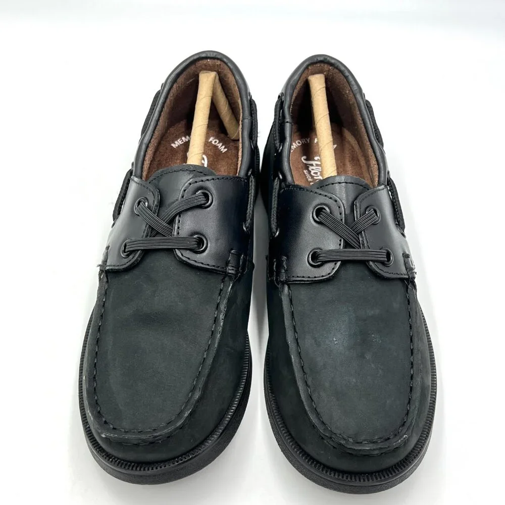 Florsheim‎ Boys Size 1.5 Black Nubuck Leather Penny Loafers Dress Boat Shoes